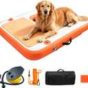 Inflatable Dock Platform for Dog, Large Dog Float Floating Ladder Up to 220 lbs Dogs Water Ramp, Non-Slip PVC with Boat Ramp for Pool, Dock, & Lake