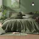 Monbix California King Comforter Set Olive Green 7 Pieces Bed in a Bag