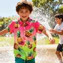 uideazone Boys Button Down Shirt Size 7 Size 8 Cool Funky Hawaiian Pineapple Shirts Kids Short Sleeve Beach Luau Blouse for Daily Leisure Family Gatherings Park Walks Outdoor Indoor (M)