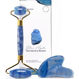 ROSELYNBOUTIQUE Gua Sha Facial Tools & Face Roller Original Face Massager for Puffiness Wrinkless Skin Care Routine - Self Care Gift for Men Women (Blue Aventurine)