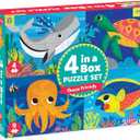 Mudpuppy Ocean Friends 4-in-a-Box Puzzle Set  Includes 4 Fun Jigsaw Puzzles for Kids with 4-12 Pieces  Features Colorful Ocean Illustrations for Ages 2-5