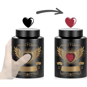 Pet Urn for Dogs and Cats Ashes, Memorials Stainless Steel Urn with a Variable Colour Love Heart to Present Endless Love, a Permanent Marker Pen for Adding Your pet's Name, for Large Dog and Cat