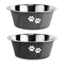 Stainless Steel Dog Bowls, Nonslip Rubber Bottom No Spill Proof Skid Metal Insulated Dog Bowls for Large Medium Small Breed Dogs (Grey, 3.6 Cups/29 OZ)