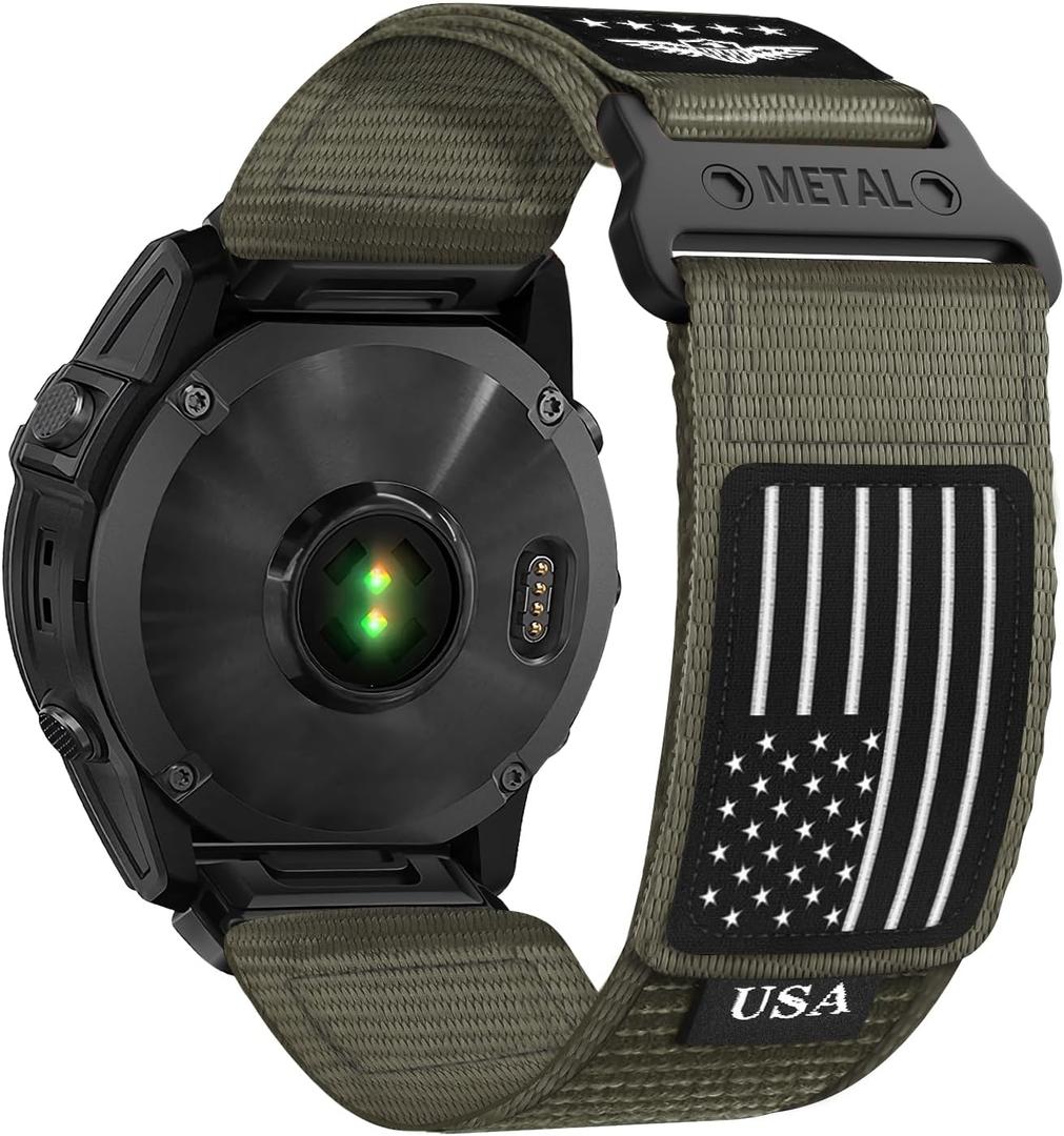 Rugged Nylon Bands for Garmin Fenix 7/Fenix 6/Fenix 5/Fenix 8 E 47mm/5 Plus/6 7 Pro Band for Men,Quickfit Sports Strap Fabric Smartwatch Wristband for Forerunner 965/955/945/935/Instinct 2/EPIX 2 (22mm-S-(6.4"-7.4"), 04-Grey)