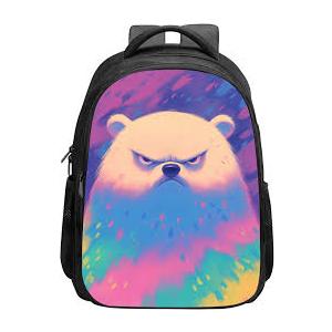 17 Inch Laptop Backpack Bear, Cute Angry, Rainbow Leopard Cheetah Print, Animal for Business Professionals