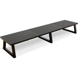 TEAMIX Black 42 inch Dual Monitor Riser,Wood and Steel Long Monitor Stand for 2 Monitors with Storage Large TV Riser Computer Laptop Stand for Desk Office Organization