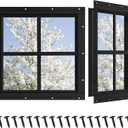 Shed Windows 2 Pack, Chicken Coop Windows 18" x 18" with Tempered Glass, Square Gable Flush Mounted Small Window for Shed, Playhouse, Household, Garage (Black)