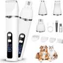 Dog Grooming Kit Hair Clipper with LCD Display - Low Noise Pet Hair Trimmer, Dog Nail Grinder Clippers for Grooming, Rechargeable Cordless Waterproof Paw Trimmer for Cats and Other Pets (Silver)