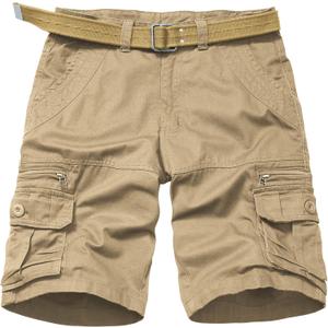 Men's Cotton Cargo Shorts Relaxed Fit Outdoor Casual Work Shorts with Zipper Pockets No Belt (36, Khaki)