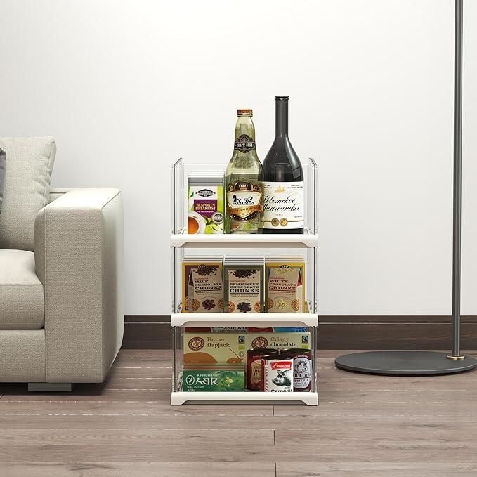 Covetree 3 Pack Stackable Closet Organizers and Storage Shelves  Transparent Sweater Organizer for Closet, Bathroom, Kitchen, Cupboard, Laundry Room, and Office