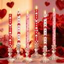 Honoson 6 Pcs Valentine Day Flameless Taper Candles 10.6 Inch Heart Shaped Candles Battery Operated LED Candlesticks for Valentine Wedding Anniversary Dinner Table Home Party Decor