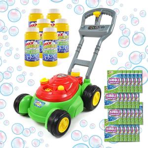 Bubble N Go Lawn Bubble Mower for Toddlers, Bubble Blowing Machines, Indoor/Outdoor Gardening Toy, Birthday Party, No Batteries Required, Includes 24oz Bubble Solution and 24 Refill Packs, Ages 2+, Bubble Mower Bonus Pack