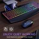 Wireless Keyboard and Mouse Combo- VEILZOR 2.4G Rechargeable Keyboard with Phone Holder, Ergonomic Wrist Rest, 9 RGB Backlit Effects, Silent Keyboard Mouse Set for Windows, Laptop, PC