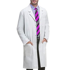 VOGRYE Unisex Lab Coat Long Sleeve 3 Pocket Medical Coat with Button Professional White Coat for Doctor Nurse Scientist, XL