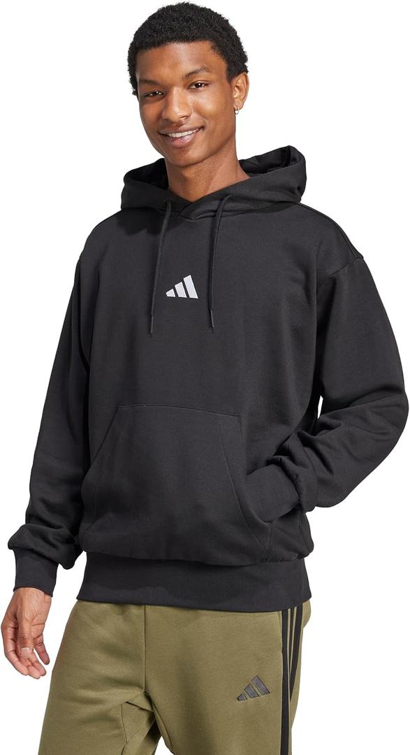 Adidas Men's Essentials Feel Cozy Fleece Hoodie Sweatshirt (XX-Large Tall, Black/White)