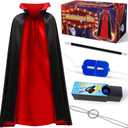 PATIFEED Magic Kit, Magician Costume Set with Cloak Cape, Christmas Halloween Dress Up & Pretend Play Magic Tricks for Kids Ages 6 7 8 9 10 11 12