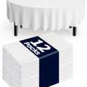 Pureegg Plastic Table Cloth Disposable 12 Pack, 84'' Round Table Cloths, Party, Picnic, Wedding, Decorative Tablecloths, Round, White Plastic Cover, Leakproof & Sturdy, White