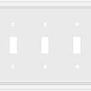 Triple Toggle Light Switch Cover Plate White Classic Decorative Light Switch Plates Cover 3-Gang Wall Plate Cover