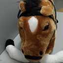Spring Rocking Horse - Plush Bouncy Ride-On Toy with Fun Sounds, Wood Handles, and Adjustable Stirrups for Kids Ages 3 to 6 by Happy Trails (Brown), 29 inches x 11 inches x 25 inches