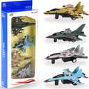 4 Pack: Diecast Fighter Jets Pullback Airplane Military Plane Toys Army Air Force Party Favors Kids Playset and Durable Die-cast Metal Miniature Aircraft Models for Imaginative Play