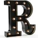 Light Up Black Alphabet Marquee Letters Sign LED Marquee Number Lights Sign for Night Light Home Bar Christmas Lamp Birthday Party Wedding Decoration R
