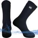 Fullsheild Mens Waterproof Hiking Socks, Unisex Breathable Outdoor Athletic Hiking Wading Trail Running Skiing Crew Socks (Small, Black)
