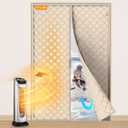 Yotache Magnetic Thermal Insulated Door Curtain for 72x80 inch Doors, Curtain Size 74" x 82" Weatherproof Oxford & Cotton Fill Door Covers to Keep Warm in Winter, Beige