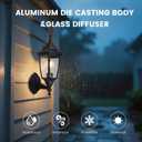 Photocell-Controlled Outdoor Wall Light Die-Cast Aluminum & Glass Water-Resistant Exterior Fixture, Wet Location Rated, E26 Base (60W Max) for Porch, Garage, GardenBlack