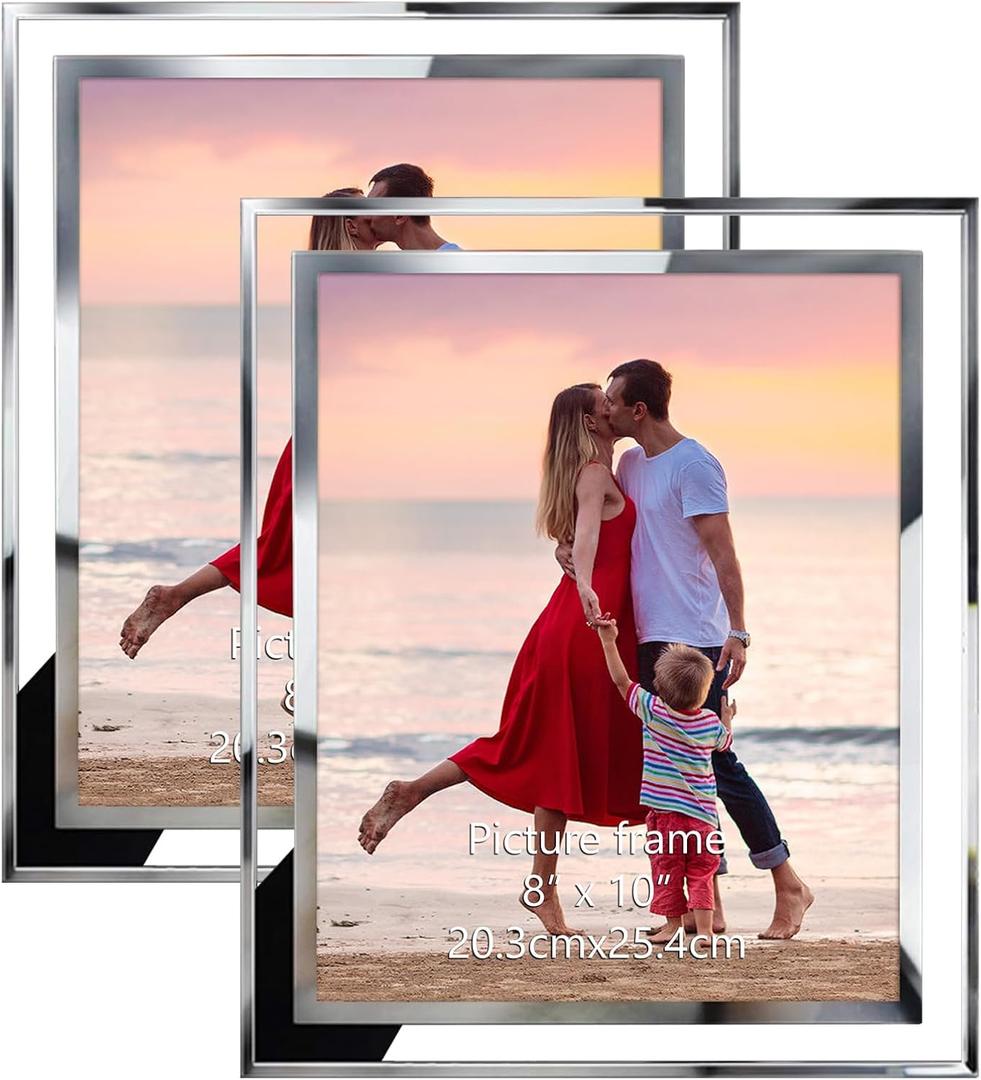 Giftgarden 8x10 Picture Frames Glass, 2 Pack Clear Photo Frame Vertical Horizontal Tabletop Standing