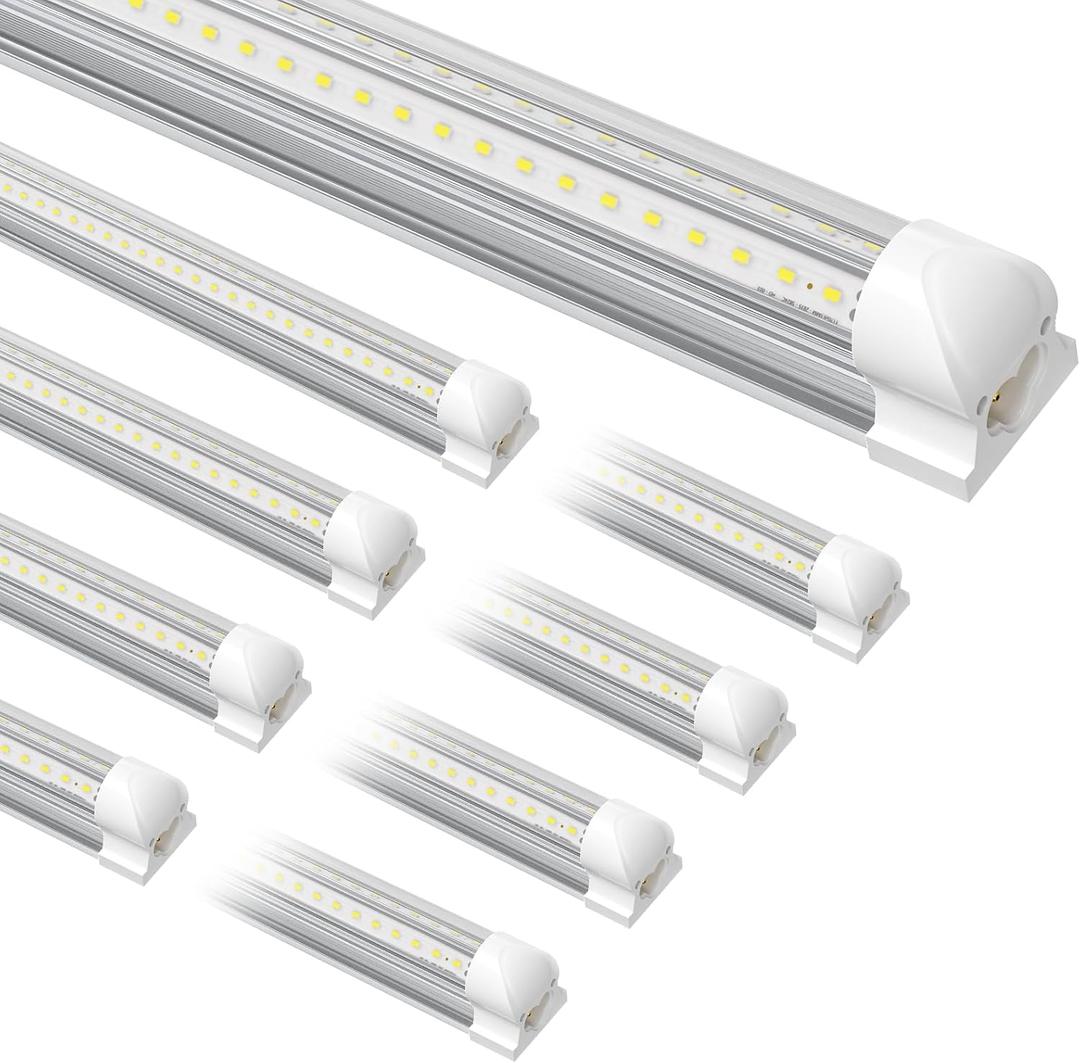 8-Pack 4FT T8 LED Shop Light, 42W 6300 Lumen 5000K Daylight, Linkable with Plug Shop Lights for Garage Ceiling Workshop Commercial Lighting 