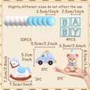 JeVenis Blue Bear Cake Decoration With Gold Balls Topper for Baby Shower and Birthday