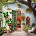 Spring St Patricks Day Garden Flag 12x18inch Double Sided Burlap The Squirrel Lucky Shamrock Garden Flags Happy St. Patrick's Day For Outdoor Yard Patio Lawn Decor,Green Hat with Clovers Gold Coin Pot Welcome Outside Decorations Banner (RMQ88D, 28"X40")