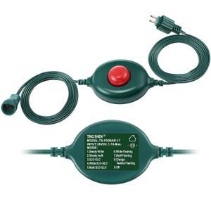 Meonum 1/2 inch Plug Extension Cord for Christmas Tree Lights, Foot Switch 9 Light Modes, 15FT Extension Cord Foot Pedal Compatible with TS-8W29V TS-12W29V TS-13W29V TS-18W29V TS-26W29V TS-48W29V