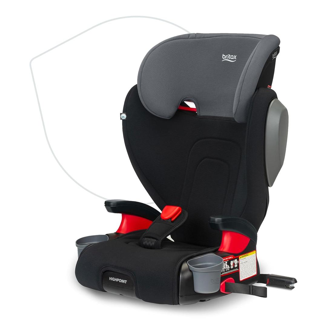 Britax Highpoint Backless Belt-Positioning Booster Seat, SafeWash Black Ombre, EXP: 12/16/2035