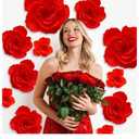 Giant Paper Flowers Artificial Paper Flower Decorations for Wedding Graduation Bridal Shower Birthday Handcrafted Wall Backdrop Table Centerpieces Party Supplies(Red,12 Pcs)