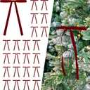 24 Pcs Burgundy/Dark Red Velvet Bows Ornaments for Christmas Tree, Vintage Velvet Christmas Bows Tree Decorations, Indoor Home Decor for Wreath Mantle Gift Wrap Holiday Decor, 3/8'' W, 5 * 7 inch