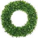 LZNPA Boxwood Wreaths for Front Door Realistic 22InchSpring Wreaths for Front Door Outside Front Door Wreath All SeasonGreen Wreath for Spring Farmhouse Porch Wall Wedding Room Home Decor