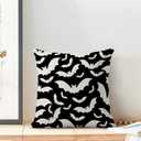 AEIOAE Halloween Pillow Covers 18x18 Inch Set of 2,Black and Cream Bats Throw Pillows Case,Halloween Outdoor Decorative Linen Farmhouse Decor Cushion Covers for Home Sofa Bed Couch