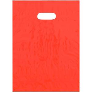 9x12 Orange Die Cut Handle Plastic Shopping Bags 100/cs