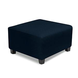 NeColorLife Ottoman Cover Square,Stretch Square Ottoman Covers Slipcover,Soft Knitted Jacquard Cover for Storage Stool,Footstool Protection for Living Room,Navy Blue,Medium