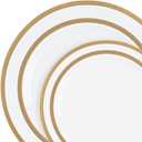 Symmetry Plates White/Gold Combo, Case of 128 (4 packs x 32)
