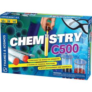 Thames & Kosmos Chemistry Chem C500 Science Kit with 28 Guided Experiments 48 Page Science Guide Parents Choice Silver Award Winner, 13.1" L x 2.6" W x 8.9" H