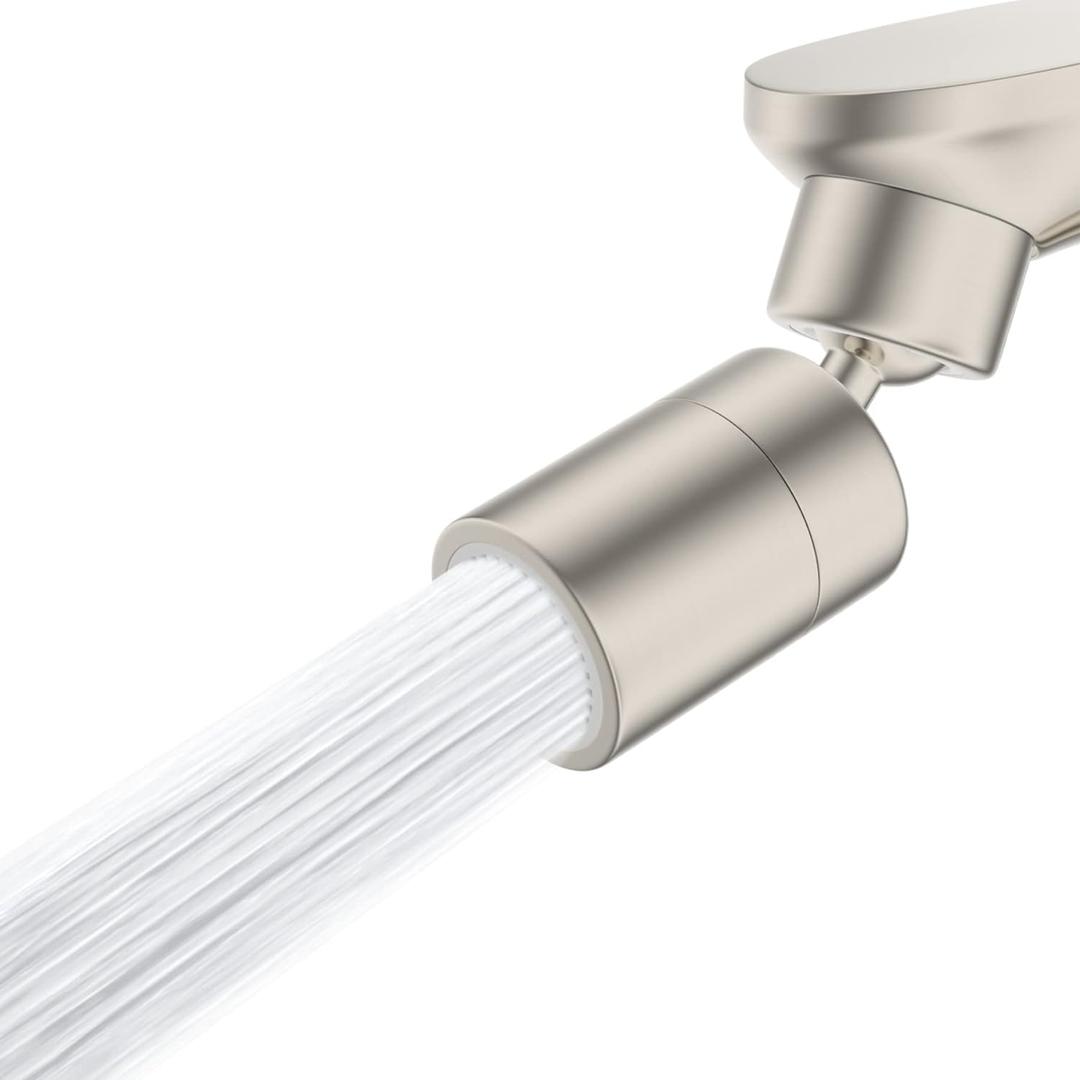 Hibbent NSF/ANSI/CAN 61 Certified Faucet Aerator, Kitchen Sink Faucet Aerator, 2 Water Flow CUPC Certification 360-degree Swivel Faucet Extender, 55/64 Inch Female Thread, Water Saving-Brushed Nickel