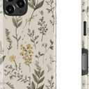 MERRO for iPhone 16 Pro Case - Wireless Charging Compatible - Dual-Layer Hard Shell & Silicone Cover - Protective Phone Case with Cute Wildflower Designs for Women - Floral Whisper