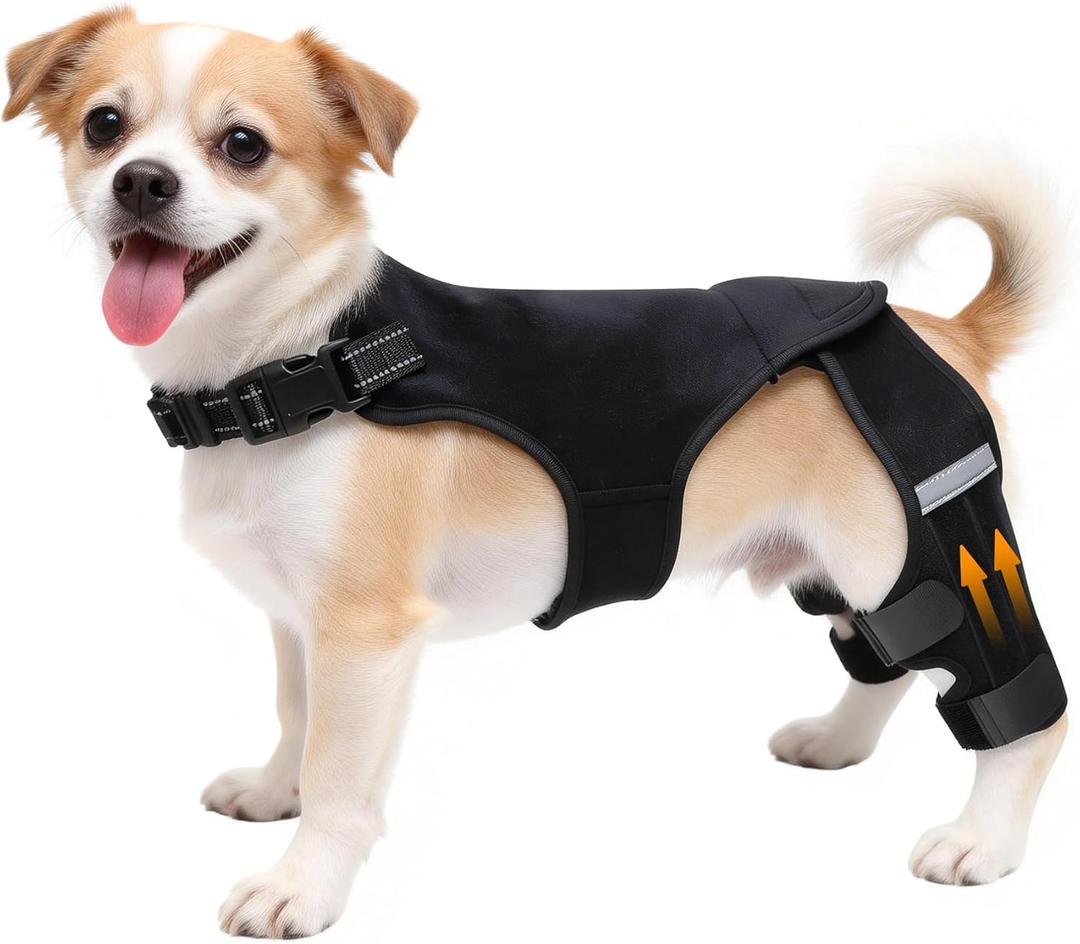 Dog Knee Braces for Torn ACL Hind Leg, Adjustable Dog Leg Braces for Back Leg with 4 Stabilizers for Luxating Patella Relieves Ligament Injury and Joint Pains(S)