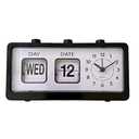 Manual Calendar Alarm Clock, Manual Calendar Clock Desktop Vintage for Office (Black)