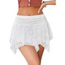Avidlove Lace Mini Skirts for Women Flowy Skirt Y2k Layered Asymmetrical Short Skirt, S/M