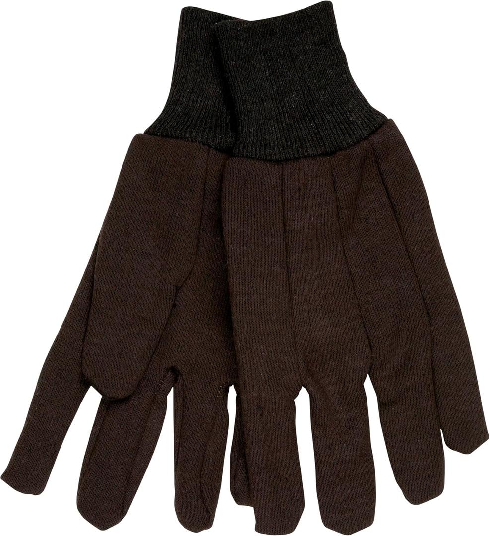 MCR Safety 7100 Jersey Cotton/Polyester Clute Patterns Men's Gloves with Jersey Knit Wrist, Brown, Large, 12 Pair