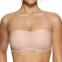 Vertvie Women's Wireless Strapless Bra Seamless Padded Bandeau Bra Non-Slip Silicone Tube Top Push Up Convertible Bralette (Medium)