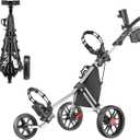 CaddyTek 3 Wheel Golf Push Cart - Lightweight, Close Folding Push Pull Caddy Cart, Easy to Open - CaddyLite 11.5 V3 (Silver)